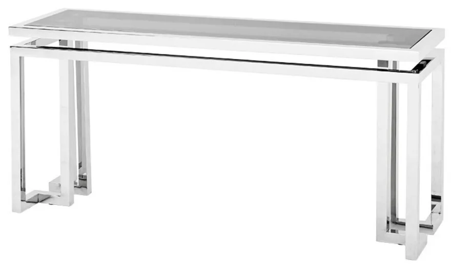 Casa Padrino Luxus Konsole Edelstahl und getöntes Glas 160 x 45 x H. 76 cm - Konsolentisch für ein stilvolles Ambiente