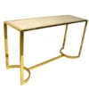 Casa Padrino Luxus Konsole Gold / Weiß 140 x 45 x H. 78 cm - Konsolentisch mit Kunstmarmorplatte