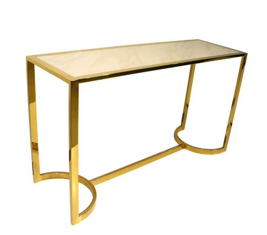Casa Padrino Luxus Konsole Gold / Weiß 140 x 45 x H. 78 cm - Konsolentisch mit Kunstmarmorplatte