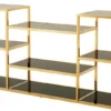 Casa Padrino Luxus Konsole gold mit schwarzem Glas 160 x 38 x H. 75 cm - Designer Kollektion
