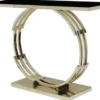 Casa Padrino Luxus Konsole Gold / Schwarz 120 x 40 x H. 82 cm - Rechteckiger Konsolentisch mit Glasplatte - Luxus Möbel - Wohnzimmer Möbel - Luxus Einrichtung - Wohnzimmer Einrichtung