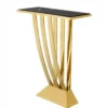Casa Padrino Luxus Konsole Gold mit schwarzem Marmor im Art Deco Stil 70 x 30 x H. 92,5 cm