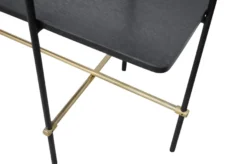 Casa Padrino Luxus Konsole Gold / Schwarz 180 x 40 x H. 90 cm - Langer Konsolentisch mit gebürstetem Edelstahlgestell und schwarzen Eichenfurnier Flächen - Luxus Möbel