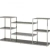 Casa Padrino Luxus Konsole im modernen Design aus poliertem Stahl und Rauchglas 160 x 38 x H. 75 cm