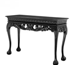 Casa Padrino Luxus Konsole im Barockstil aus Mahagoni Holz, gewachstes Schwarz, 152 x 52 x H. 101 cm