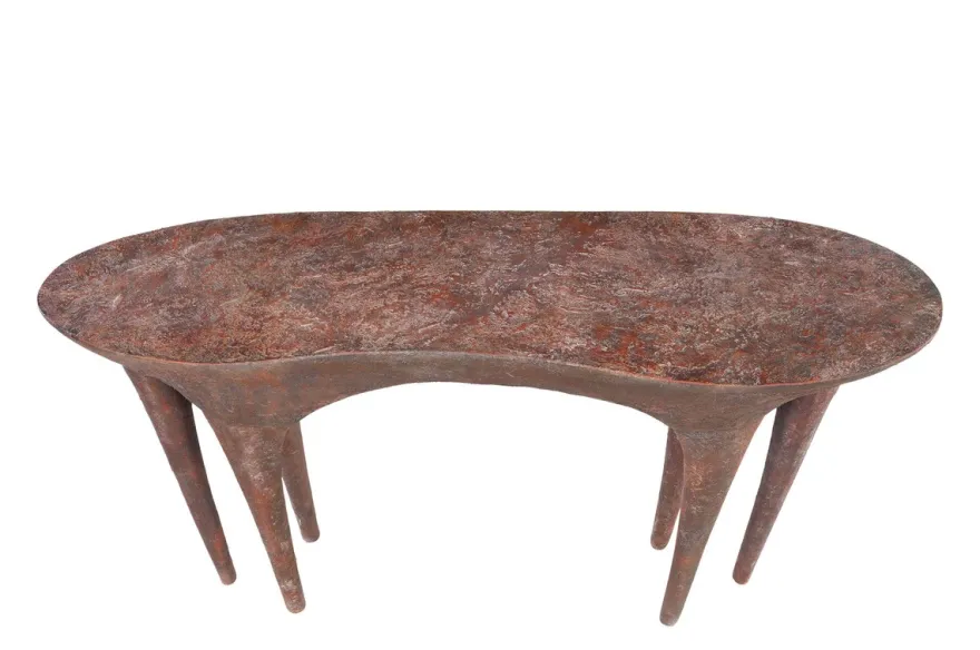 Casa Padrino Luxus Konsole Kupferfarben 140 x 42 x H. 82 cm - Skulpturaler Konsolentisch in Alt-Kupfer Optik - Luxus Möbel