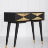 Casa Padrino Luxus Konsole Matt Schwarz / Antik Gold / Gold 100 x 35 x H. 80 cm - Verspiegelter Massivholz Konsolentisch mit 2 Schubladen - Luxus Möbel - Luxus Einrichtung
