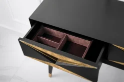Casa Padrino Luxus Konsole Matt Schwarz / Antik Gold / Gold 100 x 35 x H. 80 cm - Verspiegelter Massivholz Konsolentisch mit 2 Schubladen - Luxus Möbel - Luxus Einrichtung