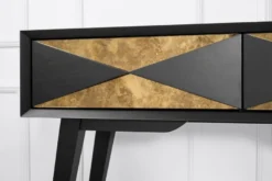 Casa Padrino Luxus Konsole Matt Schwarz / Antik Gold / Gold 100 x 35 x H. 80 cm - Verspiegelter Massivholz Konsolentisch mit 2 Schubladen - Luxus Möbel - Luxus Einrichtung