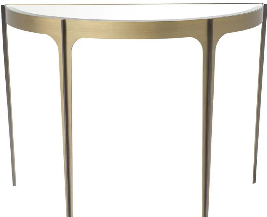 Casa Padrino Luxus Konsole Messing / Bronze 102,5 x 40 x H. 75 cm - Edelstahl Konsolentisch mit Spiegelglas Tischplatte - Luxus Möbel