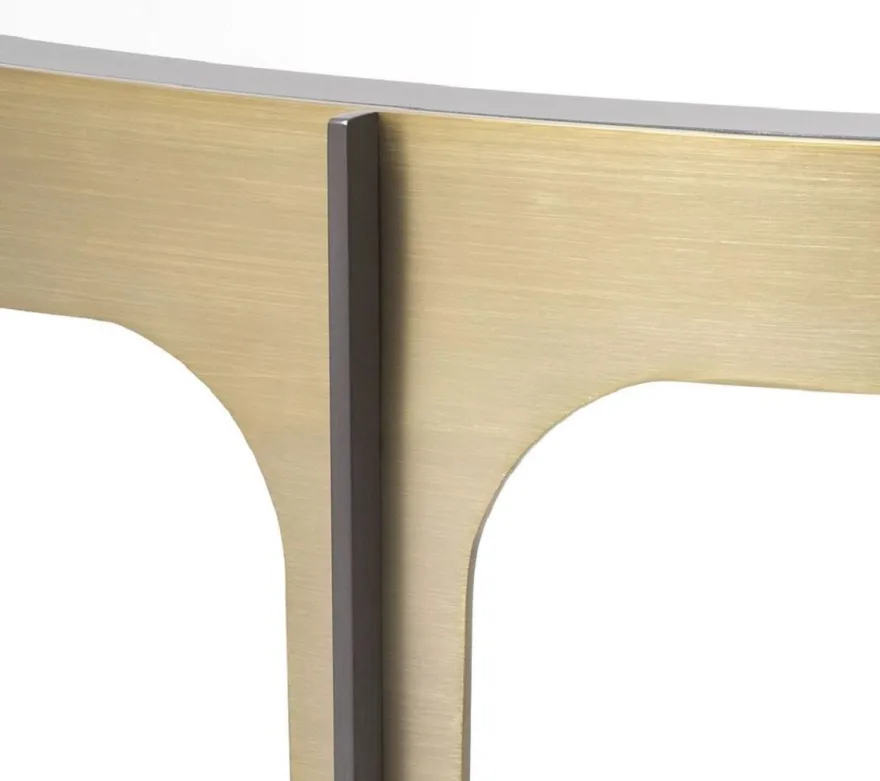 Casa Padrino Luxus Konsole Messing / Bronze 102,5 x 40 x H. 75 cm - Edelstahl Konsolentisch mit Spiegelglas Tischplatte - Luxus Möbel