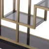 Casa Padrino Luxus Konsole Messing / Grau / Schwarz 213,5 x 34 x H. 104,5 cm - Rechteckiger Konsolentisch mit Glasplatten - Wohnzimmer Möbel - Hotel Möbel - Luxus Möbel - Luxus Einrichtung