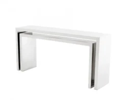 Casa Padrino Luxus Konsolen 2er Set - Konsolentische aus poliertem Edelstahl - 170x40xH.80 cm / 150x40xH.70 cm
