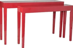 Casa Padrino Luxus Konsolentisch 2er Set Rot - Handgefertigte Lackmöbel im modernen Stil - 130/112 x 34/27 x 80/75 cm
