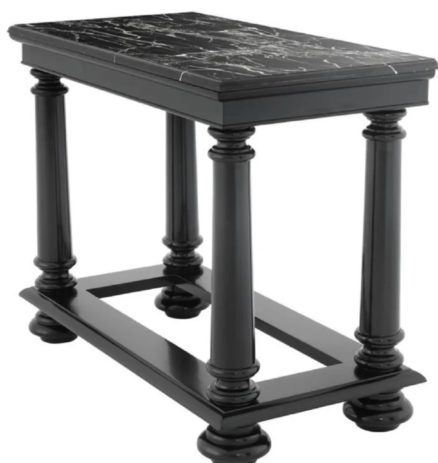 Casa Padrino Luxus Konsolentisch in schwarz mit schwarzer Marmorplatte 100 x 50 x H. 79 cm - Limited Edition