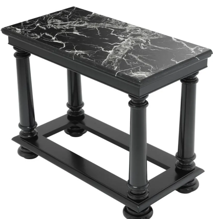 Casa Padrino Luxus Konsolentisch in schwarz mit schwarzer Marmorplatte 100 x 50 x H. 79 cm - Limited Edition