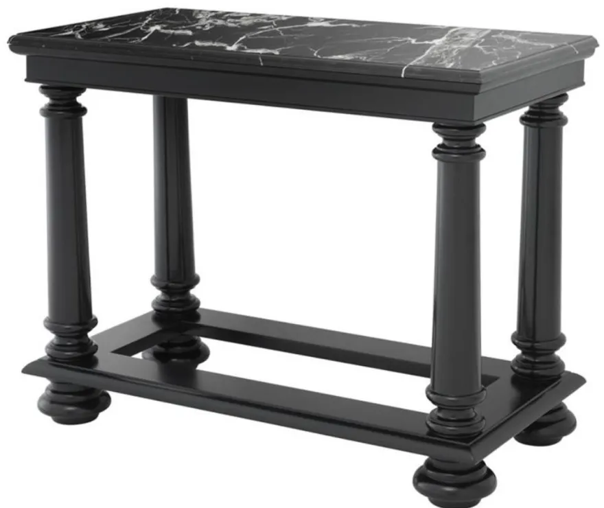 Casa Padrino Luxus Konsolentisch in schwarz mit schwarzer Marmorplatte 100 x 50 x H. 79 cm - Limited Edition
