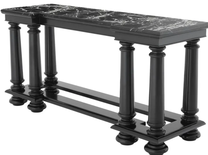Casa Padrino Luxus Konsolentisch in schwarz mit schwarzer Marmorplatte 160 x 50 x H. 79 cm - Limited Edition