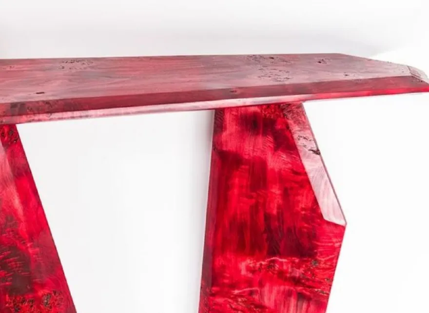 Casa Padrino Luxus Konsole Rot 154 x 40 x H. 80 cm - Holz Konsolentisch mit Maserung - Wohnzimmer Möbel - Hotel Möbel - Luxus Möbel - Luxus Einrichtung