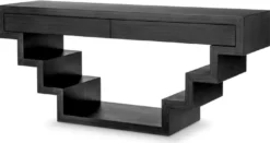 Casa Padrino Luxus Konsole Schwarzgrau 180 x 50 x H. 77 cm - Rechteckiger Konsolentisch mit 2 Schubladen - Wohnzimmer Möbel - Hotel Möbel - Luxus Möbel - Luxus Einrichtung