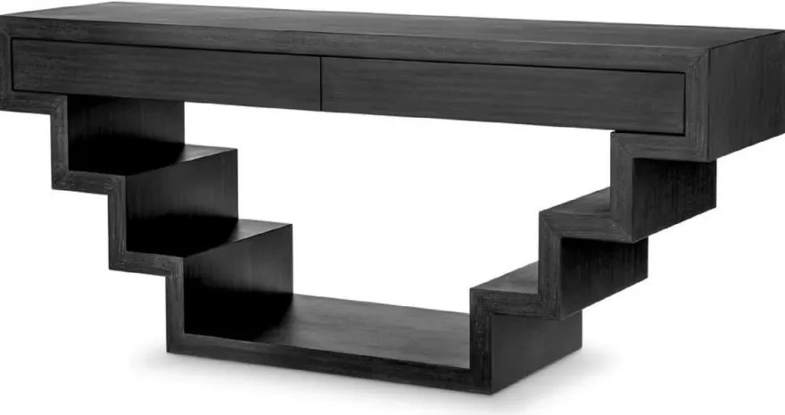 Casa Padrino Luxus Konsole Schwarzgrau 180 x 50 x H. 77 cm - Rechteckiger Konsolentisch mit 2 Schubladen - Wohnzimmer Möbel - Hotel Möbel - Luxus Möbel - Luxus Einrichtung