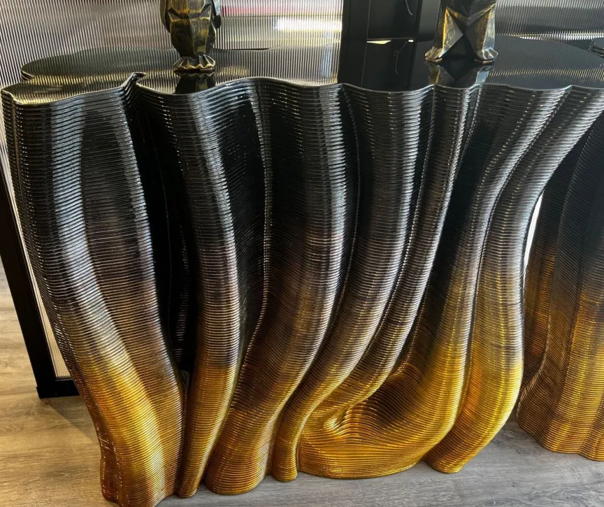 Casa Padrino Luxus Konsole Schwarz / Gold 90 x 36 x H. 90 cm - Massivholz Konsolentisch - Luxus Möbel - Hotel Möbel - Luxus Einrichtung