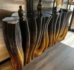 Casa Padrino Luxus Konsole Schwarz / Gold 90 x 36 x H. 90 cm - Massivholz Konsolentisch - Luxus Möbel - Hotel Möbel - Luxus Einrichtung