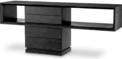 Casa Padrino Luxus Konsole Schwarzgrau 180 x 46 x H. 76 cm - Rechteckiger Konsolentisch mit 4 Schubladen - Wohnzimmer Möbel - Hotel Möbel - Luxus Möbel - Luxus Einrichtung