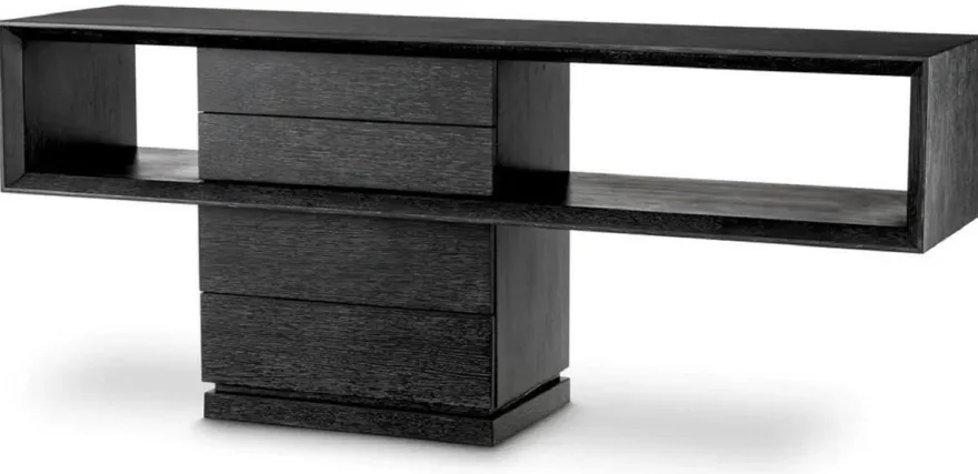 Casa Padrino Luxus Konsole Schwarzgrau 180 x 46 x H. 76 cm - Rechteckiger Konsolentisch mit 4 Schubladen - Wohnzimmer Möbel - Hotel Möbel - Luxus Möbel - Luxus Einrichtung