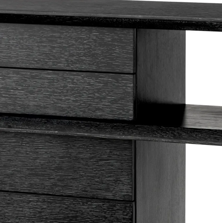 Casa Padrino Luxus Konsole Schwarzgrau 180 x 46 x H. 76 cm - Rechteckiger Konsolentisch mit 4 Schubladen - Wohnzimmer Möbel - Hotel Möbel - Luxus Möbel - Luxus Einrichtung