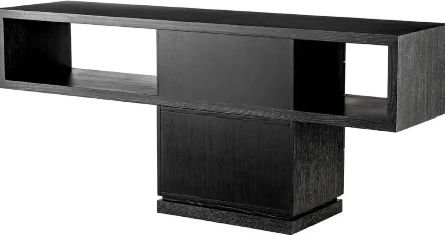Casa Padrino Luxus Konsole Schwarzgrau 180 x 46 x H. 76 cm - Rechteckiger Konsolentisch mit 4 Schubladen - Wohnzimmer Möbel - Hotel Möbel - Luxus Möbel - Luxus Einrichtung