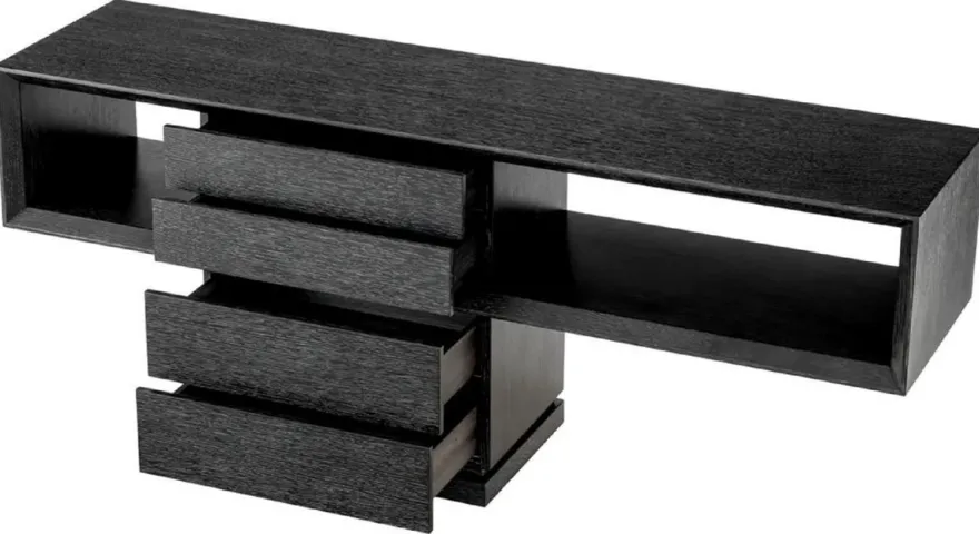 Casa Padrino Luxus Konsole Schwarzgrau 180 x 46 x H. 76 cm - Rechteckiger Konsolentisch mit 4 Schubladen - Wohnzimmer Möbel - Hotel Möbel - Luxus Möbel - Luxus Einrichtung