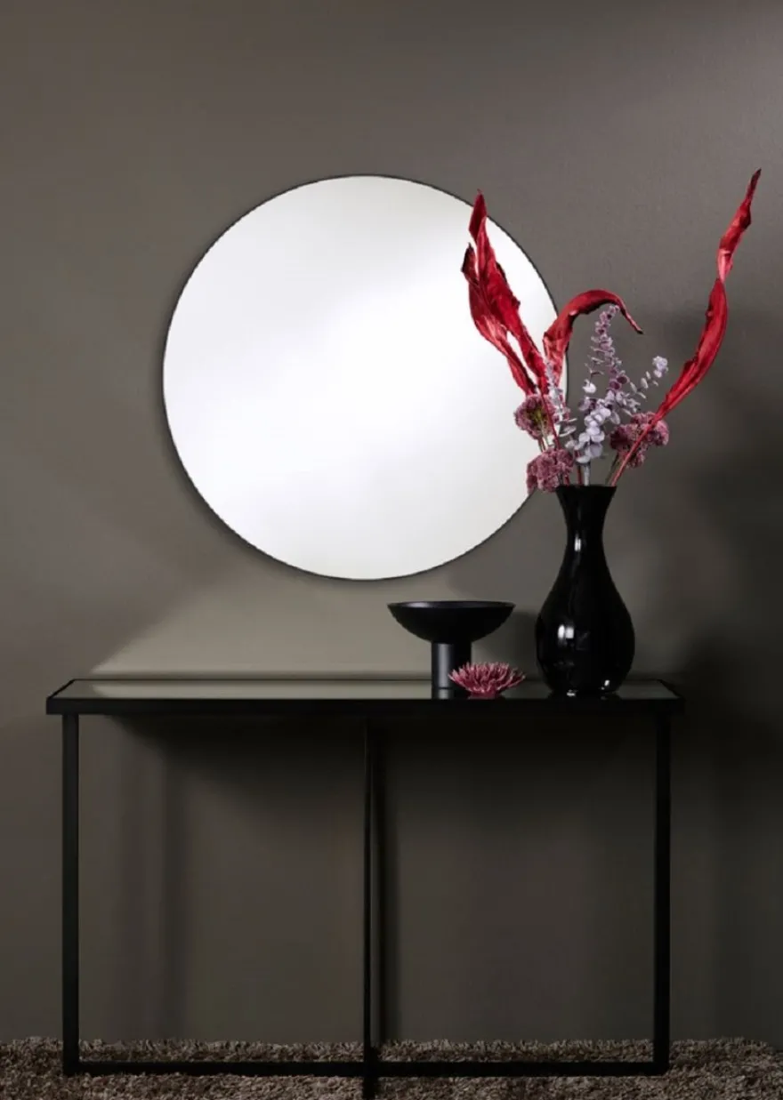 Casa Padrino Luxus Konsole Schwarz 120 x 40 x H. 77 cm - Rechteckiger Metall Konsolentisch mit Spiegelglas - Wohnzimmer Möbel