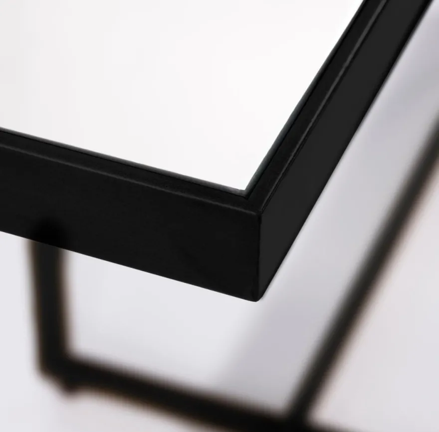 Casa Padrino Luxus Konsole Schwarz 120 x 40 x H. 77 cm - Rechteckiger Metall Konsolentisch mit Spiegelglas - Wohnzimmer Möbel