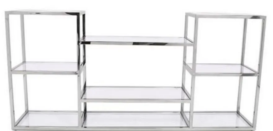 Casa Padrino Luxus Konsole Silber 160 x 38 x H. 75 cm - Edelstahl Konsolentisch mit Glasplatten
