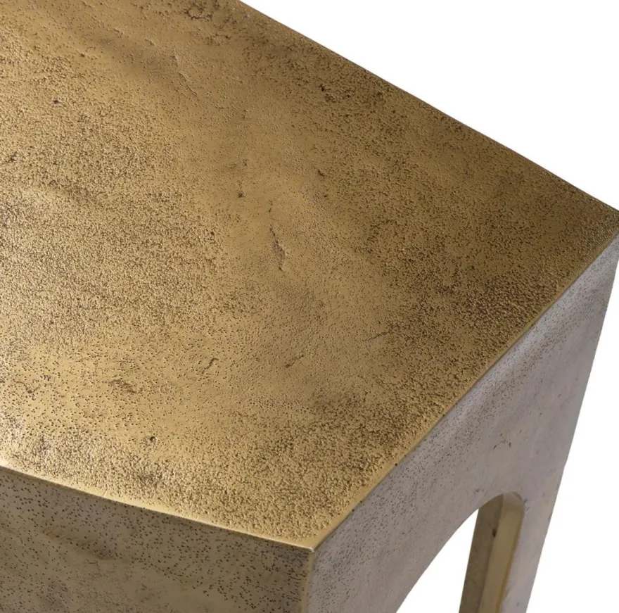 Casa Padrino Luxus Konsole Vintage Messing 132 x 37,5 x H. 79 cm - Rechteckiger Aluminium Konsolentisch - Wohnzimmer Möbel - Aluminium Möbel - Luxus Möbel - Luxus Qualität