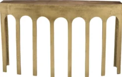 Casa Padrino Luxus Konsole Vintage Messing 132 x 37,5 x H. 79 cm - Rechteckiger Aluminium Konsolentisch - Wohnzimmer Möbel - Aluminium Möbel - Luxus Möbel - Luxus Qualität