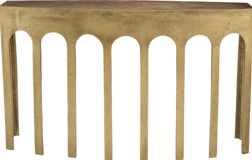 Casa Padrino Luxus Konsole Vintage Messing 132 x 37,5 x H. 79 cm - Rechteckiger Aluminium Konsolentisch - Wohnzimmer Möbel - Aluminium Möbel - Luxus Möbel - Luxus Qualität