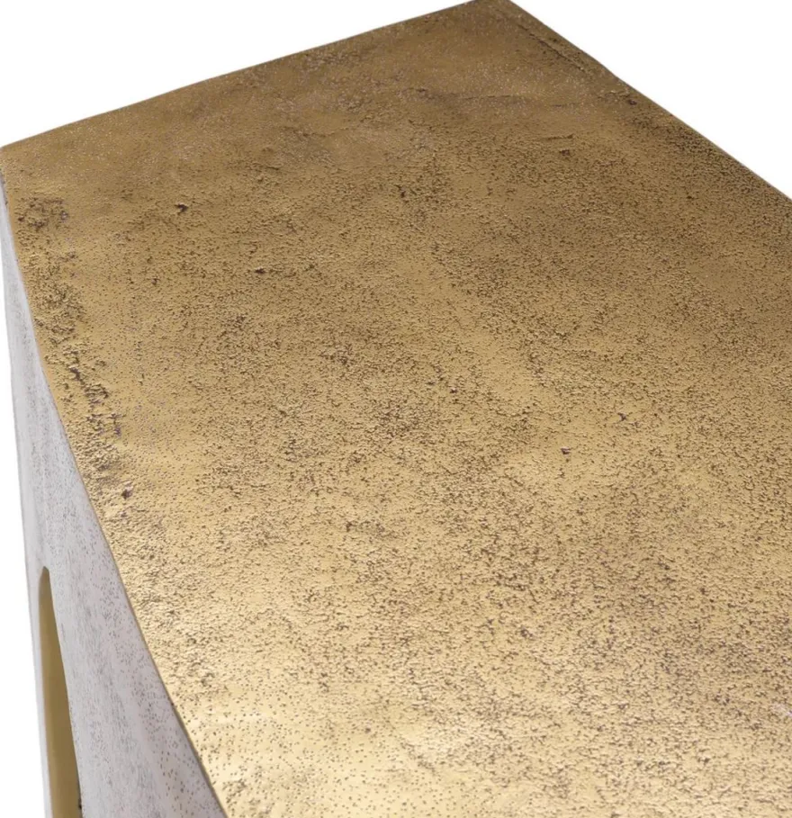 Casa Padrino Luxus Konsole Vintage Messing 132 x 37,5 x H. 79 cm - Rechteckiger Aluminium Konsolentisch - Wohnzimmer Möbel - Aluminium Möbel - Luxus Möbel - Luxus Qualität