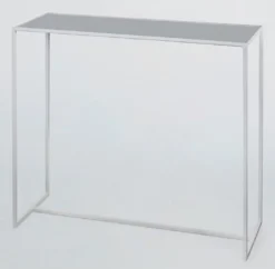 Casa Padrino Luxus Konsole Weiß / Grau / Schwarz 100 x 35 x H. 85 cm - Rechteckiger Metall Konsolentisch mit Spiegelglas Tischplatte - Wohnzimmer Möbel - Luxus Möbel