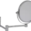 Casa Padrino Luxus Kosmetik Spiegel Silber Ø 16 x 40 x H. 25 cm - Verstellbarer Kosmetik Wandspiegel - Badezimmer Schmink Spiegel - Badezimmer Accessoires - Luxus Qualität - Made in Italy