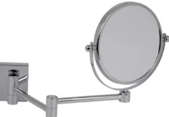Casa Padrino Luxus Kosmetik Spiegel Silber Ø 16 x 40 x H. 25 cm - Verstellbarer Kosmetik Wandspiegel - Badezimmer Schmink Spiegel - Badezimmer Accessoires - Luxus Qualität - Made in Italy