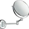 Casa Padrino Luxus Kosmetik Spiegel Silber Ø 18 x 40 x H. 26 cm - Verstellbarer Kosmetik Wandspiegel - Verchromter Badezimmer Schmink Spiegel - Luxus Badezimmer Accessoires