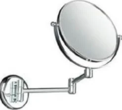Casa Padrino Luxus Kosmetik Spiegel Silber Ø 18 x 40 x H. 26 cm - Verstellbarer Kosmetik Wandspiegel - Verchromter Badezimmer Schmink Spiegel - Luxus Badezimmer Accessoires