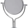 Casa Padrino Luxus Kosmetik Tischspiegel Silber 22,5 x 13 x H. 31 cm - Runder verstellbarer Badezimmer Schmink Spiegel - Badezimmer Accessoires - Luxus Qualität - Made in Italy