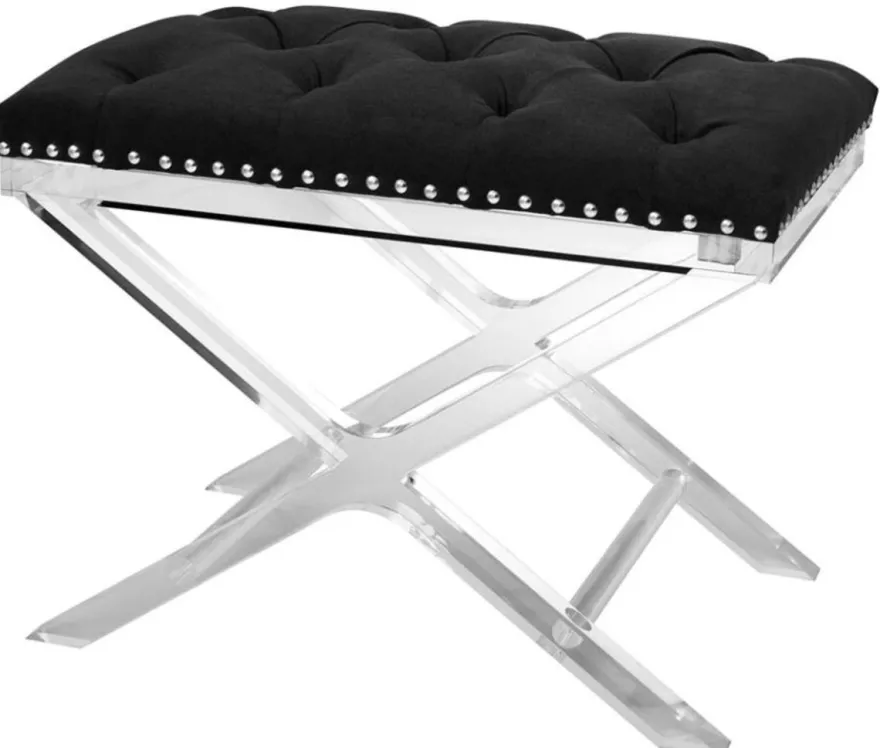 Casa Padrino Luxus Kreuzhocker Schwarz - Designer Hotel Hocker