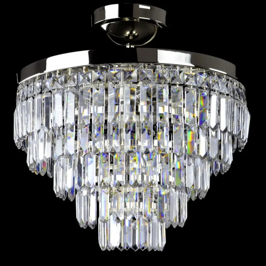 Casa Padrino Luxus Kristall Deckenleuchte Silber Ø 40 x H. 20 cm - Prunkvolle Messing Deckenleuchte mit böhmischem Kristallglas - Barock Möbel - Edel & Prunkvoll