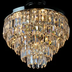 Casa Padrino Luxus Kristall Deckenleuchte Silber Ø 40 x H. 20 cm - Prunkvolle Messing Deckenleuchte mit böhmischem Kristallglas - Barock Möbel - Edel & Prunkvoll