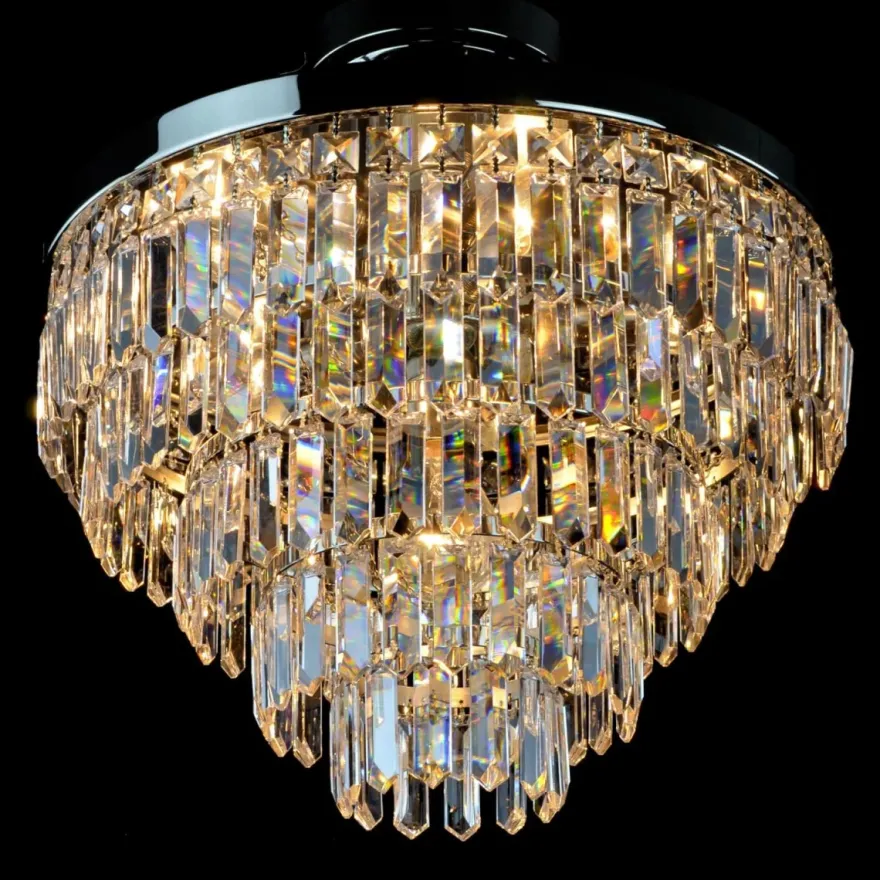 Casa Padrino Luxus Kristall Deckenleuchte Silber Ø 40 x H. 20 cm - Prunkvolle Messing Deckenleuchte mit böhmischem Kristallglas - Barock Möbel - Edel & Prunkvoll