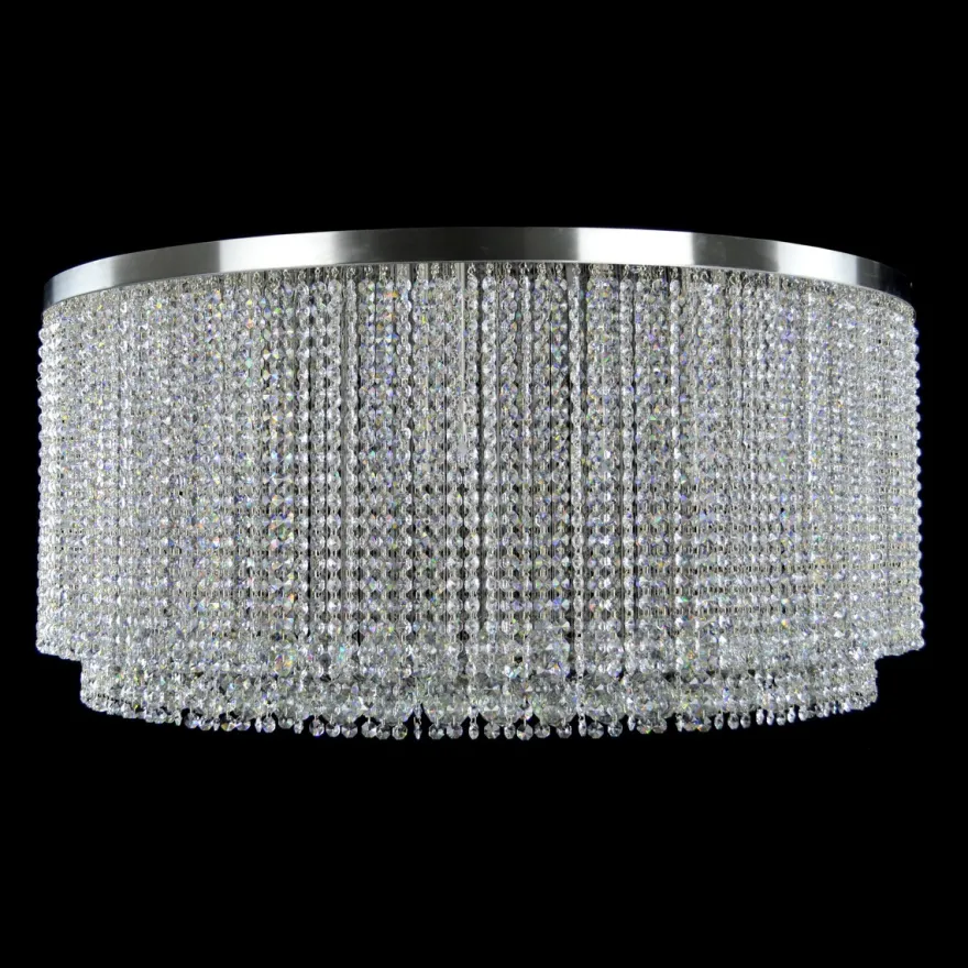 Casa Padrino Luxus Kristall Deckenleuchte Silber Ø 100 x H. 45 cm - Prunkvolle Messing Deckenleuchte mit böhmischem Kristallglas - Barock Möbel - Edel & Prunkvoll